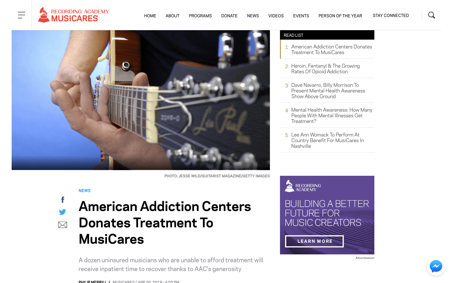 American Addiction Centers' Donation to MusiCares Provides Free Treatment to Musicians ...